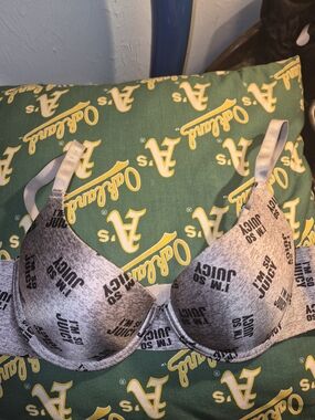 Juicy Couture Gray Logo Print T-Shirt Bra